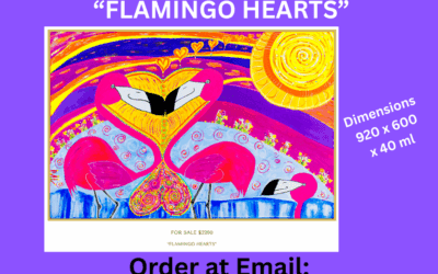 “FLAMINGO HEARTS” ORIGINAL PAINTING FOR SALE