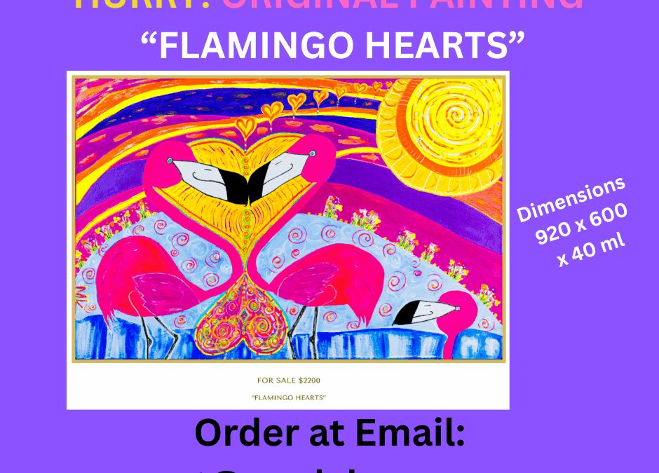 “FLAMINGO HEARTS” ORIGINAL PAINTING FOR SALE