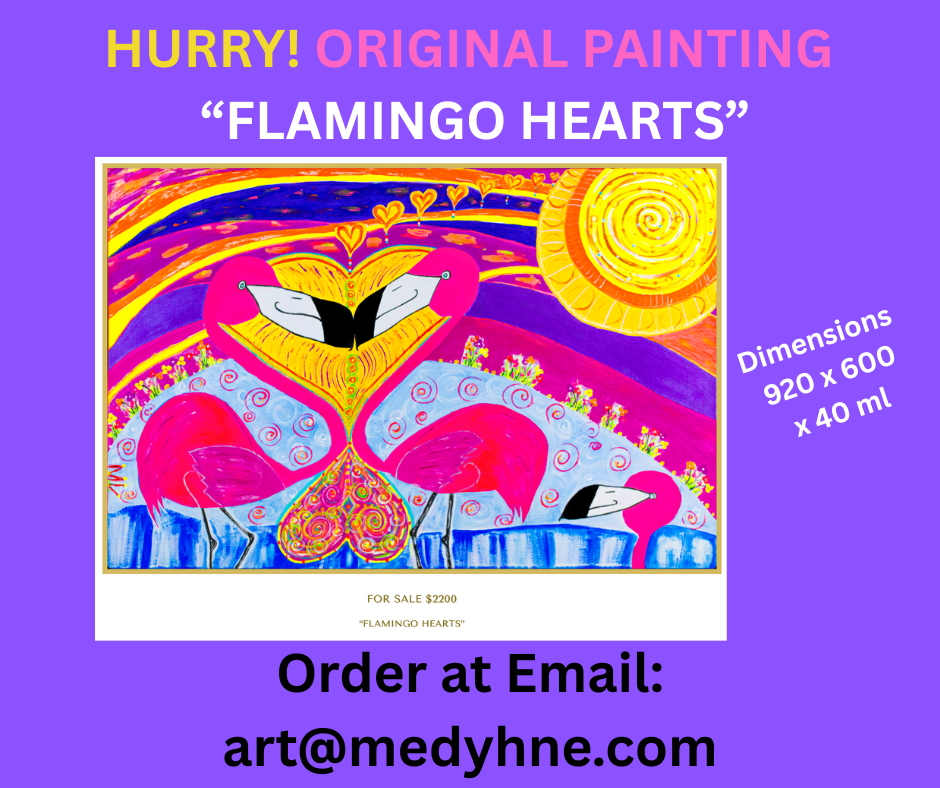 “FLAMINGO HEARTS” ORIGINAL PAINTING FOR SALE